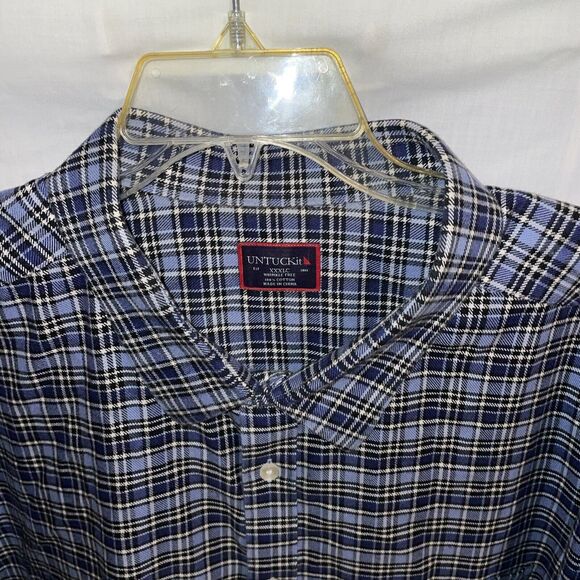 Untuckit Men’s Dress Shirt Size 3XL Blue Plaid Business Formal City - Picture 3 of 12